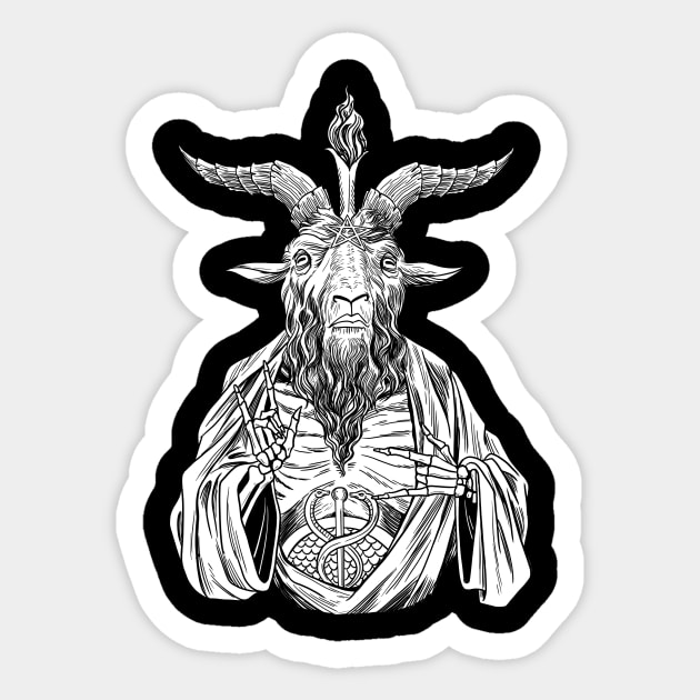 Jesus Pagan Baphomet Heathen Lucifer sign of horns Sticker by Juandamurai